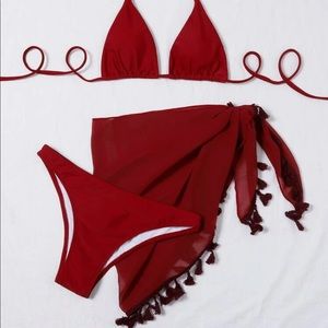 Sexy red 3 piece swim suit